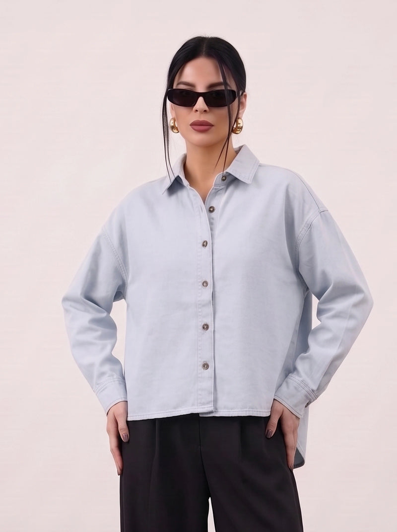 Light Blue Denim Oversized Shacket