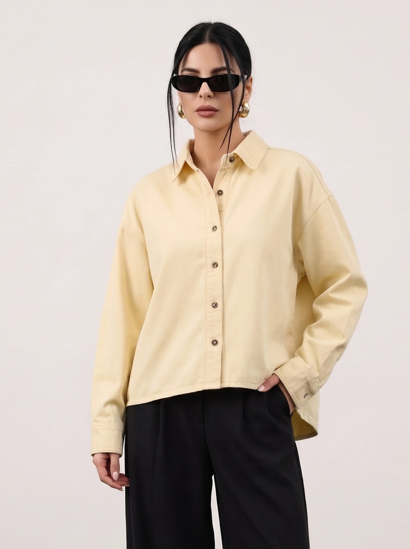 Lemon Denim Oversized Shacket | Montivo Pakistan
