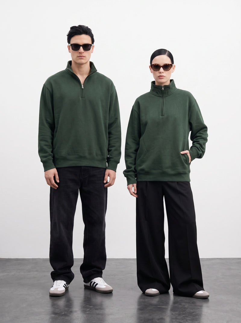 Green Unisex Mockneck Zipper | Montivo Pakistan