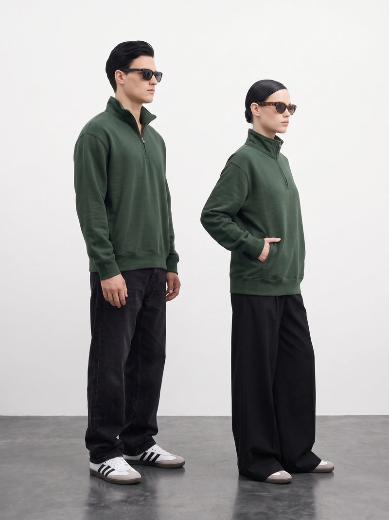 Green Unisex Mockneck Zipper | Montivo Pakistan