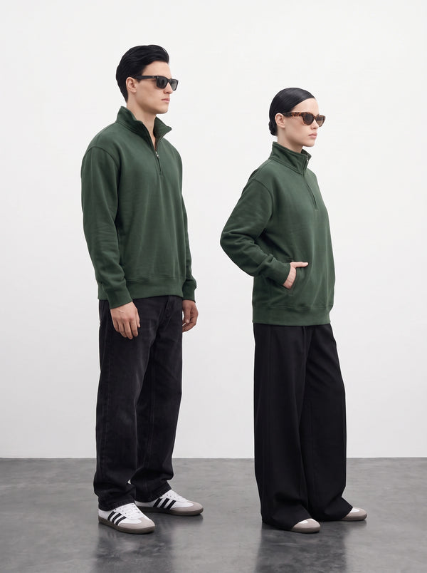 Green Unisex Mockneck Zipper | Montivo Pakistan