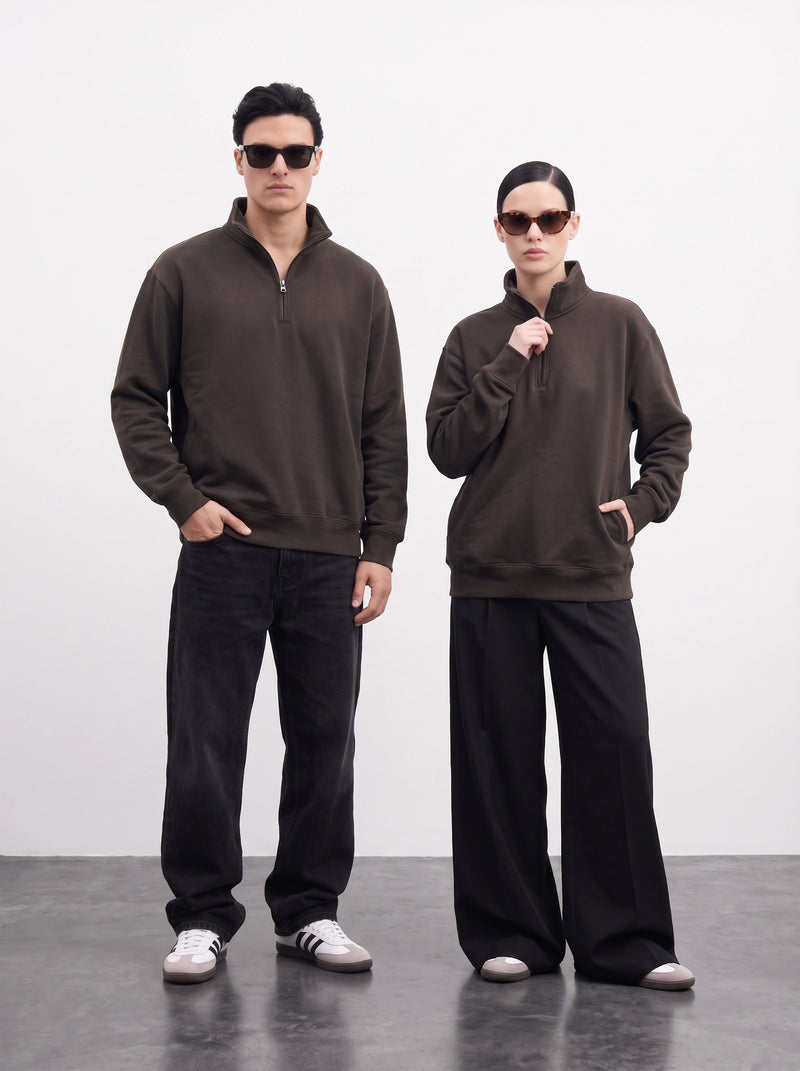 Brown Unisex Mockneck Zipper | Montivo Pakistan
