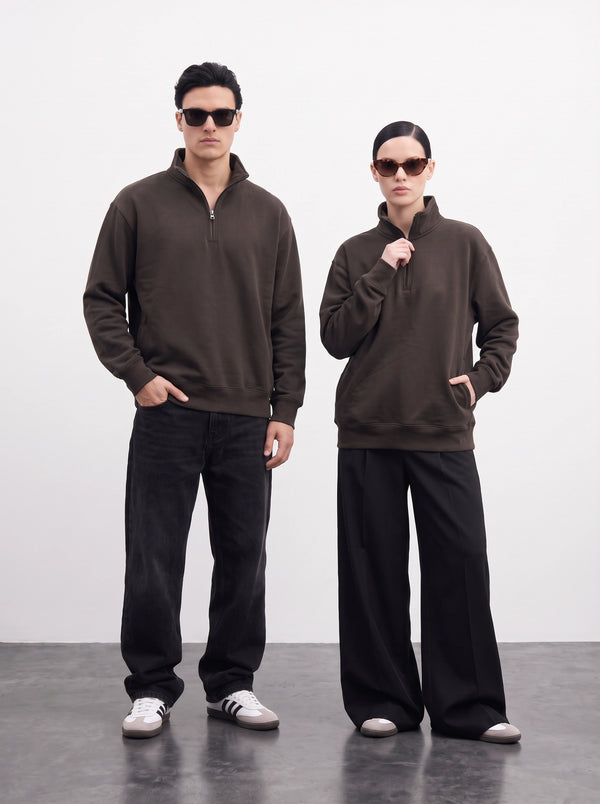 Brown Unisex Mockneck Zipper | Montivo Pakistan