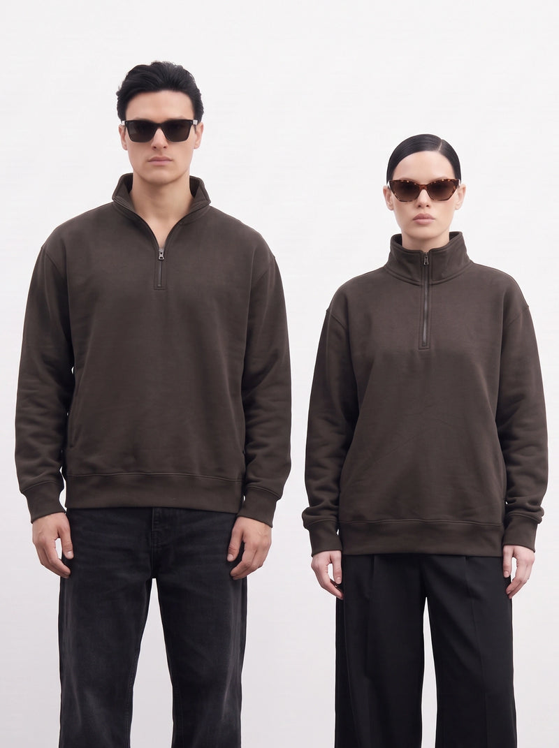 Brown Unisex Mockneck Zipper | Montivo Pakistan