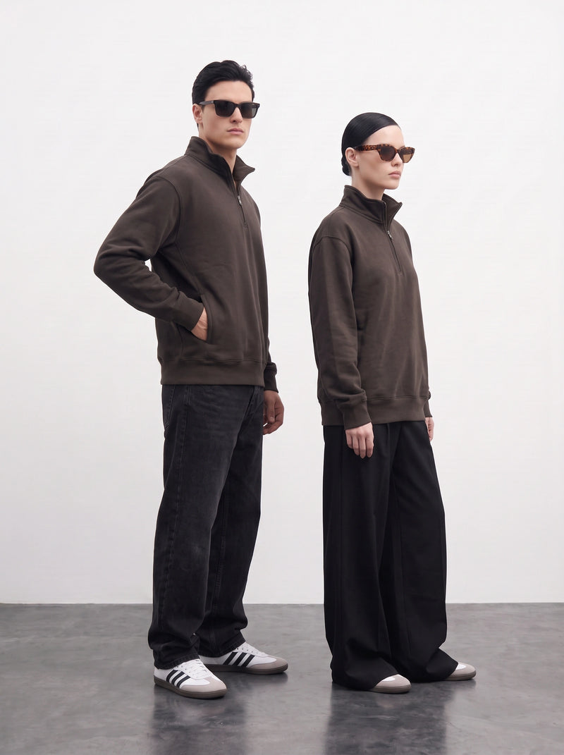 Brown Unisex Mockneck Zipper | Montivo Pakistan