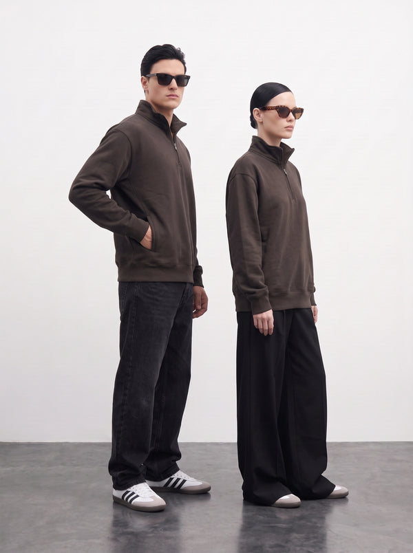 Brown Unisex Mockneck Zipper | Montivo Pakistan