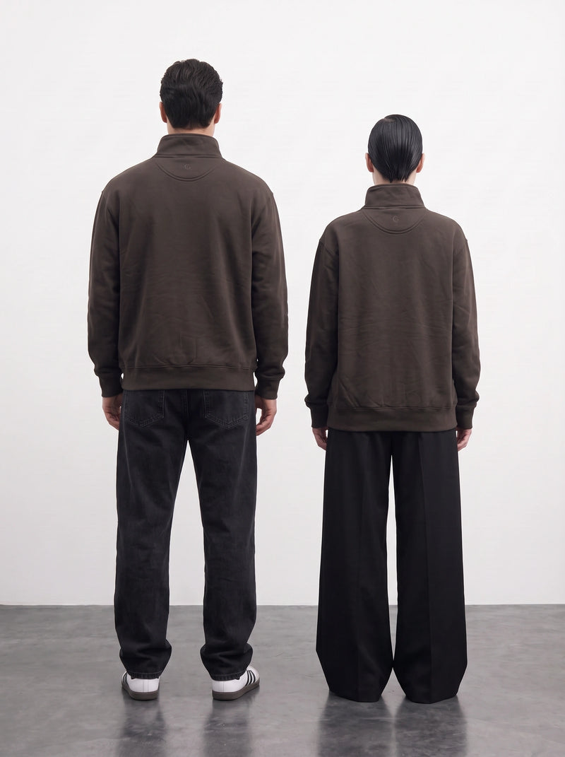 Brown Unisex Mockneck Zipper | Montivo Pakistan