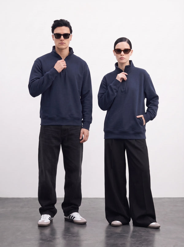 Navy Blue Unisex Mockneck Zipper | Montivo Pakistan