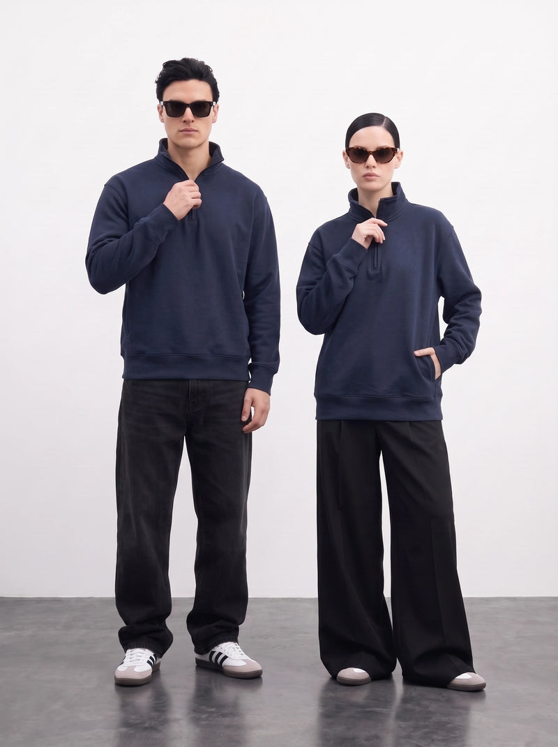 Navy Blue Unisex Mockneck Zipper | Montivo Pakistan