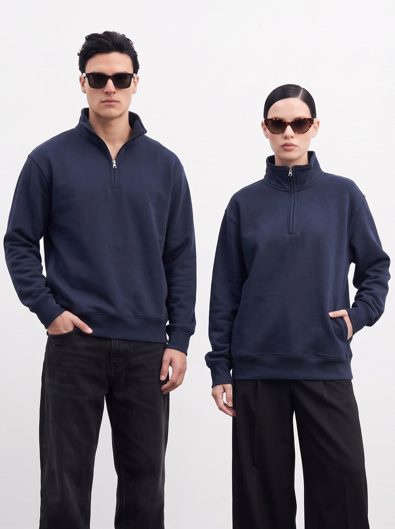 Navy Blue Unisex Mockneck Zipper | Montivo Pakistan