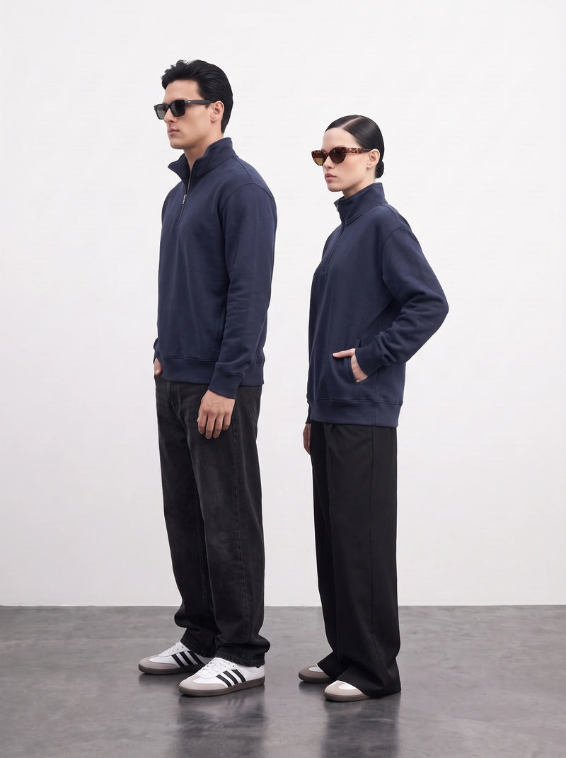 Navy Blue Unisex Mockneck Zipper | Montivo Pakistan