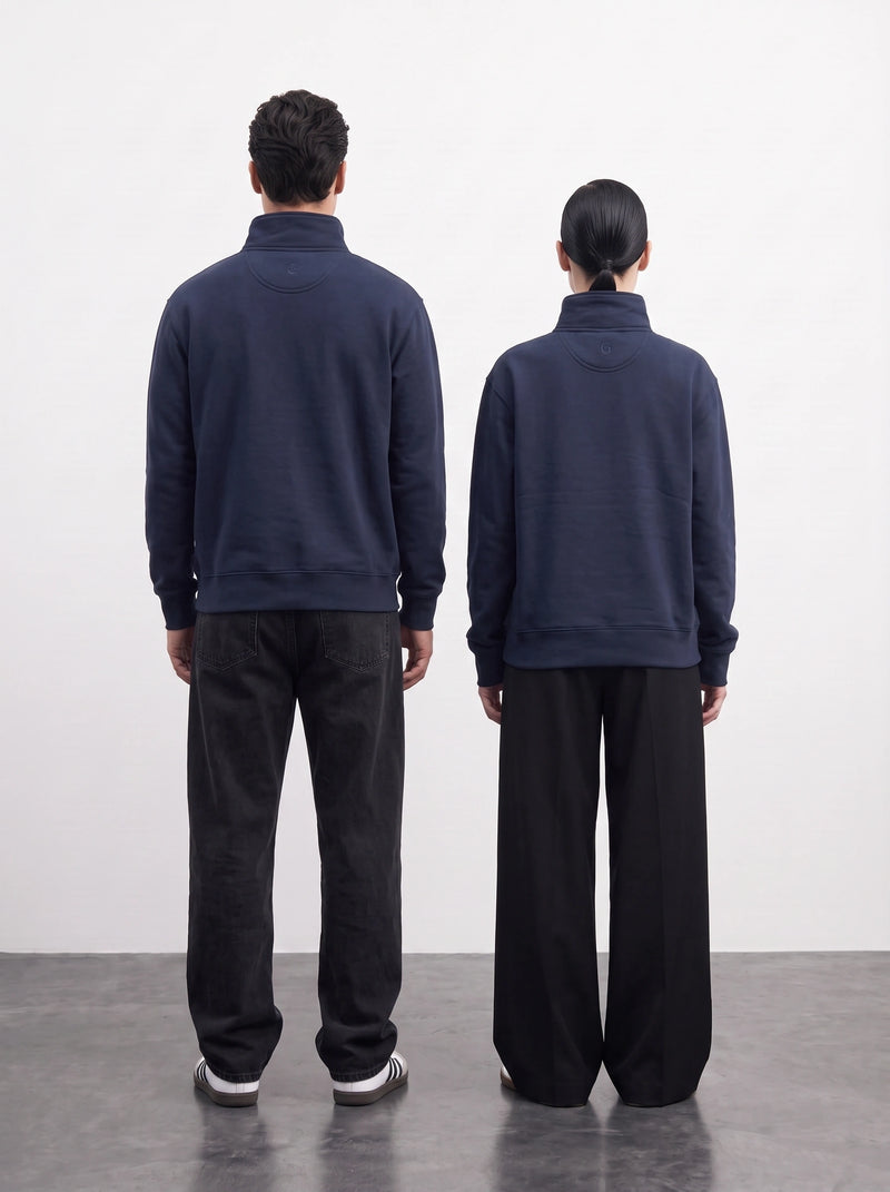 Navy Blue Unisex Mockneck Zipper | Montivo Pakistan