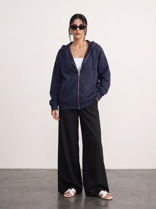 Navy Blue Zipper Hoodie