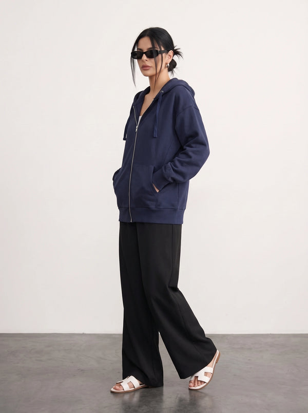 Navy Blue Zipper Hoodie