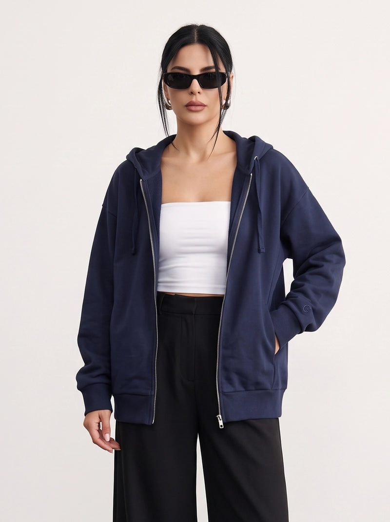 Navy Blue Zipper Hoodie | Montivo Pakistan
