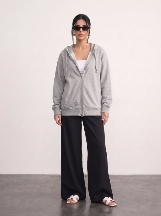 Grey Zipper Hoodie