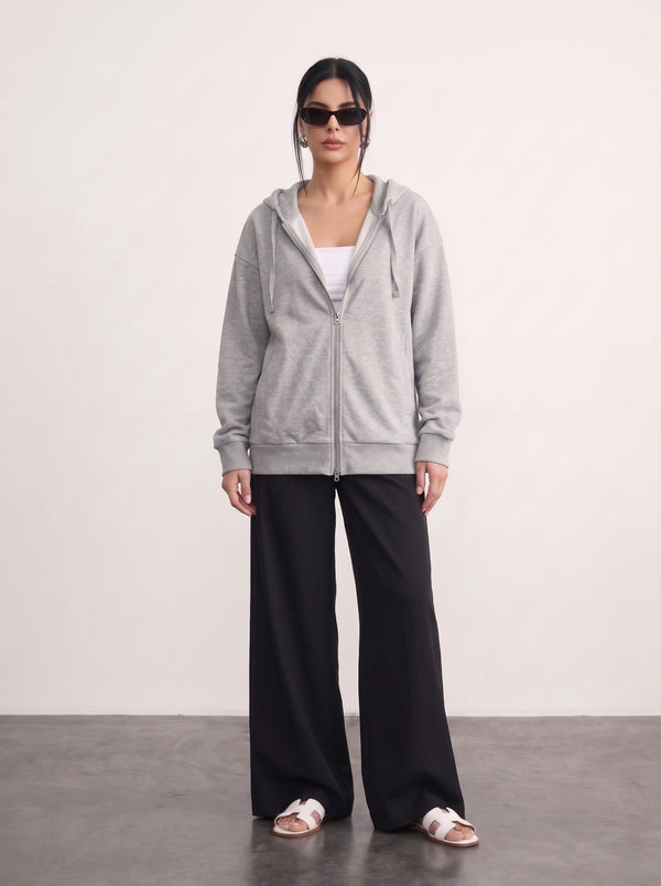 Grey Zipper Hoodie