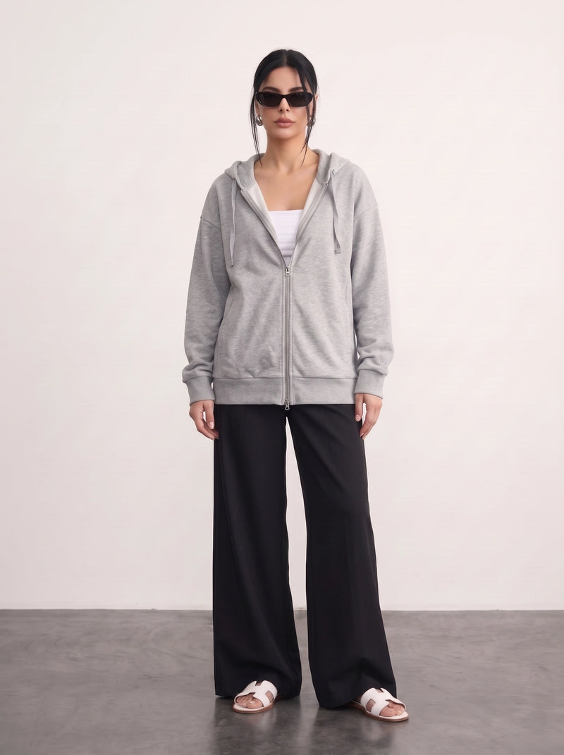Grey Zipper Hoodie