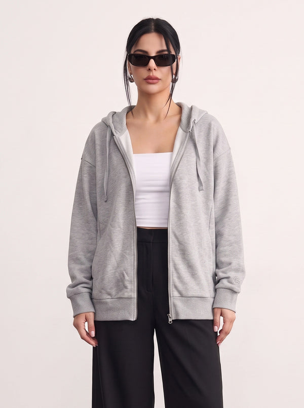 Grey Zipper Hoodie