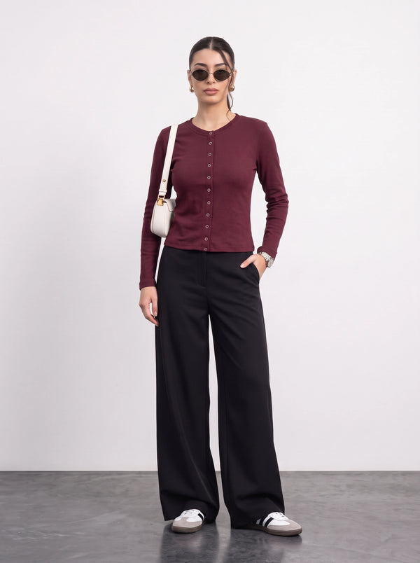 Burgundy Button Down Ribbed Shirt | Montivo Pakistan