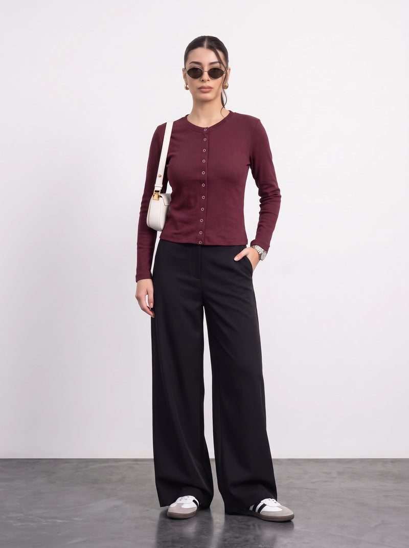 Burgundy Button Down Ribbed Shirt | Montivo Pakistan
