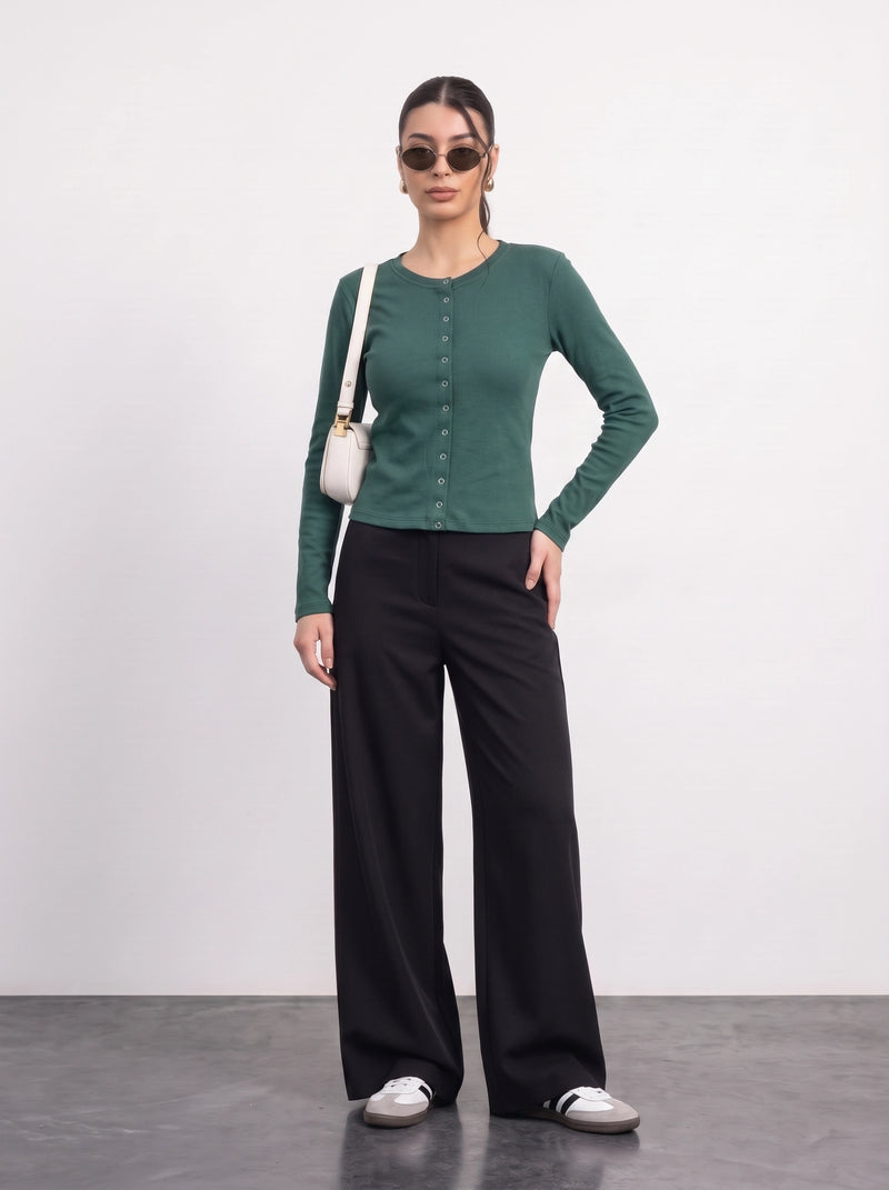 Green Button Down Ribbed Shirt | Montivo Pakistan