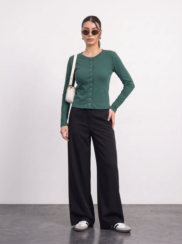 Green Button Down Ribbed Shirt | Montivo Pakistan