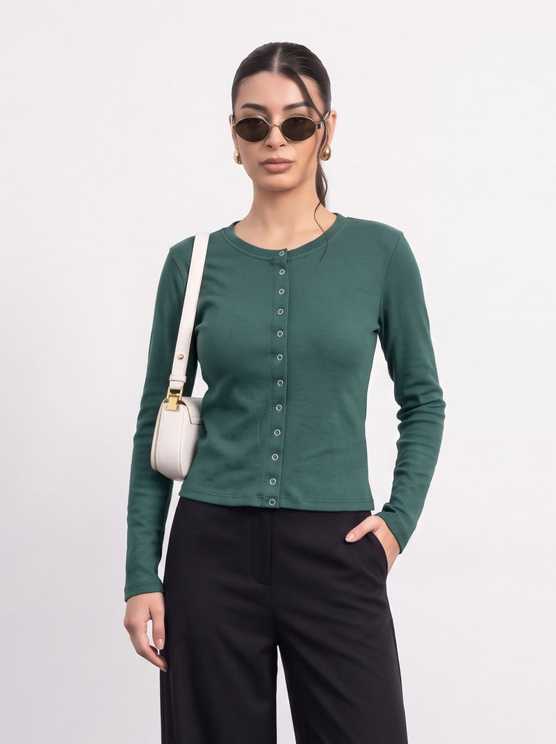 Green Button Down Ribbed Shirt | Montivo Pakistan