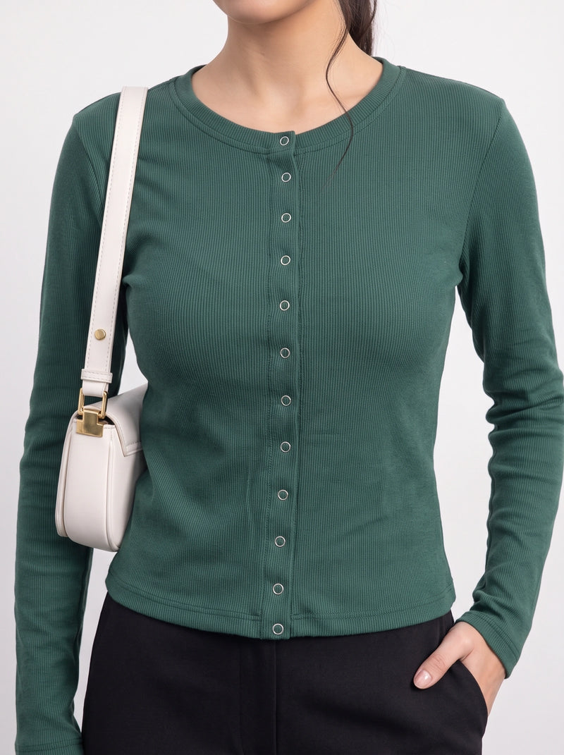 Green Button Down Ribbed Shirt | Montivo Pakistan