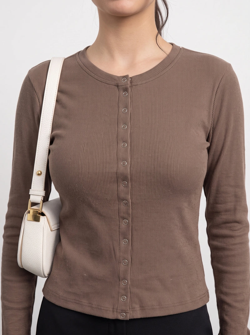 Coffee Button Down Ribbed Shirt | Montivo Pakistan