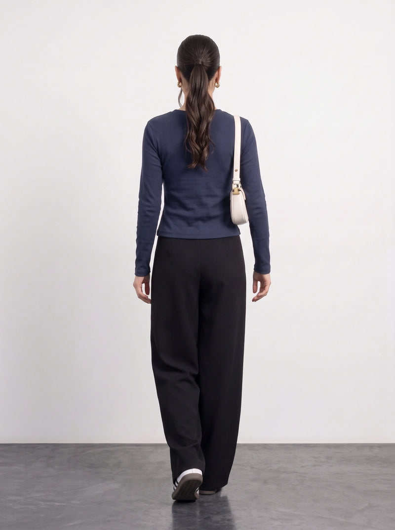 Navy Blue Button Down Ribbed Shirt | Montivo Pakistan