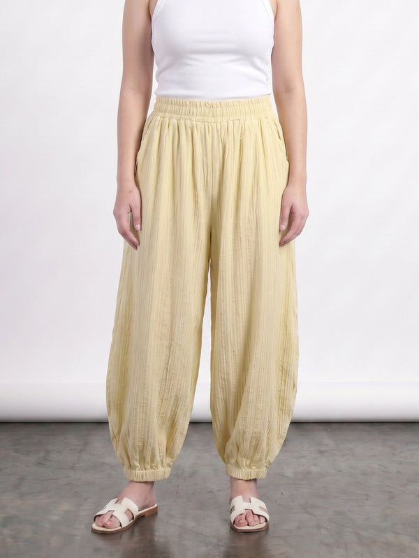 Lemon Crushed Balloon Trousers | Montivo Pakistan