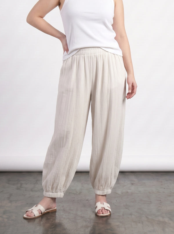 White Crushed Balloon Trousers