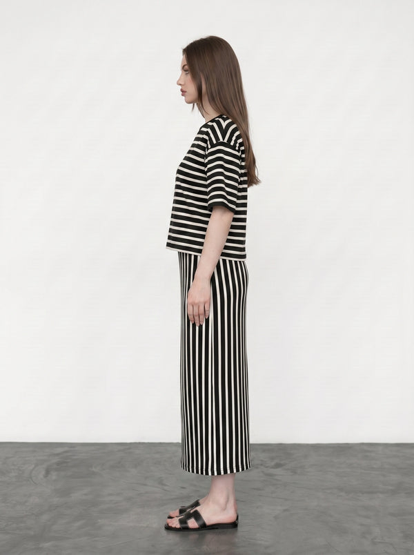 Stripes Flared Skirt