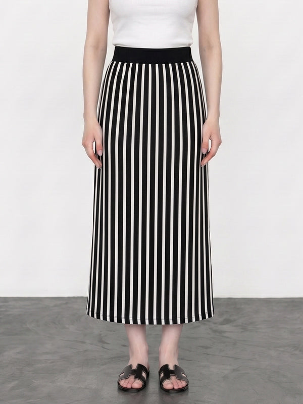 Stripes Flared Skirt