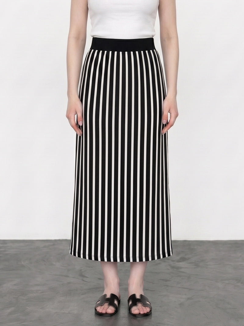 Stripes Flared Skirt