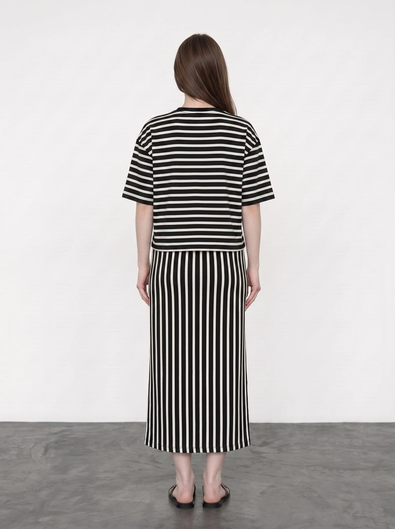 Stripes Flared Skirt