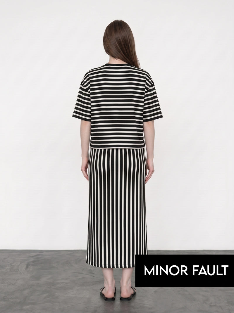 (Minor Fault) Stripes Flared Skirt