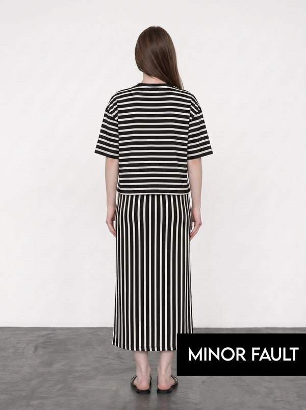 (Minor Fault) Stripes Flared Skirt