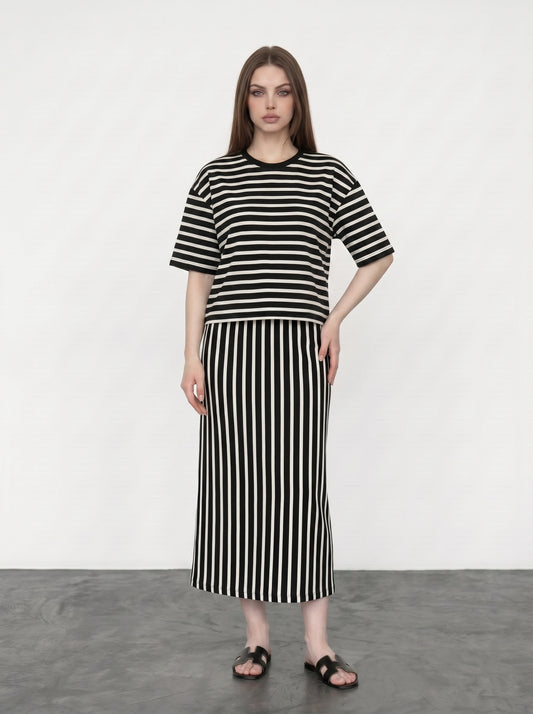 Stripes Flared Skirt