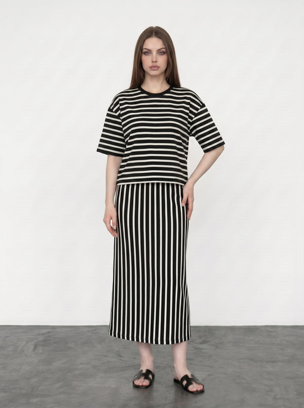 Stripes Flared Skirt
