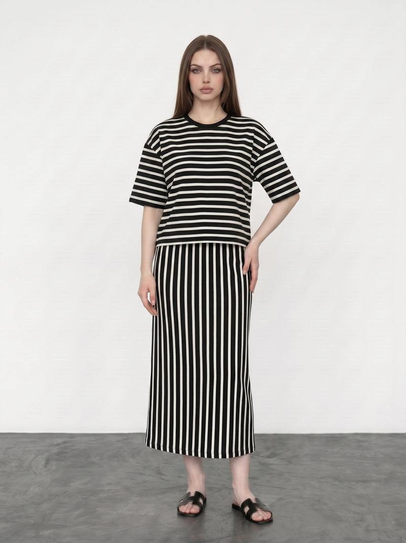 Stripes Flared Skirt