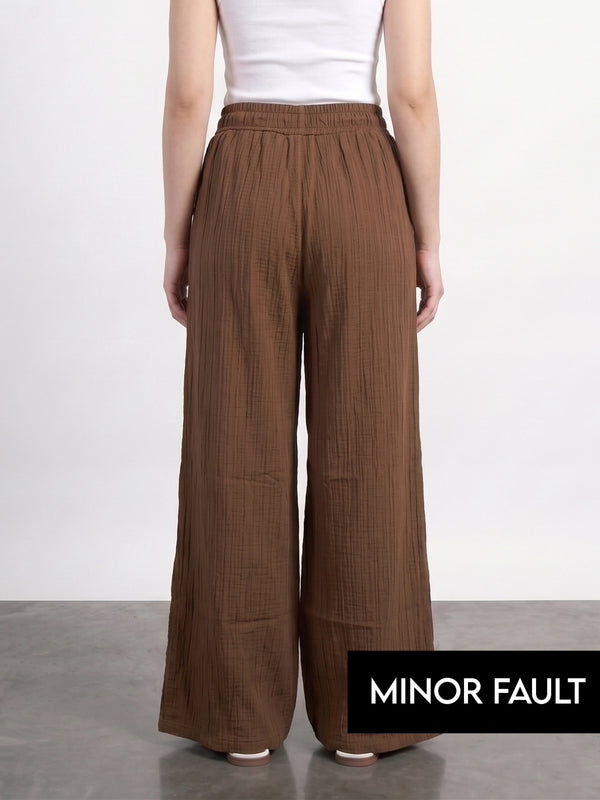 (Minor Fault) Brown Crushed Wide Leg Trousers