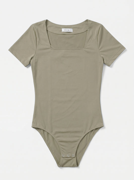 Brown Square Neck Bodysuit