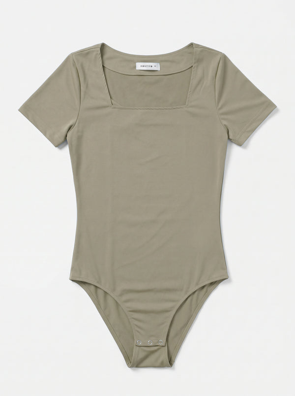 Brown Square Neck Bodysuit