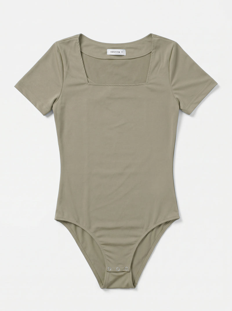 Brown Square Neck Bodysuit