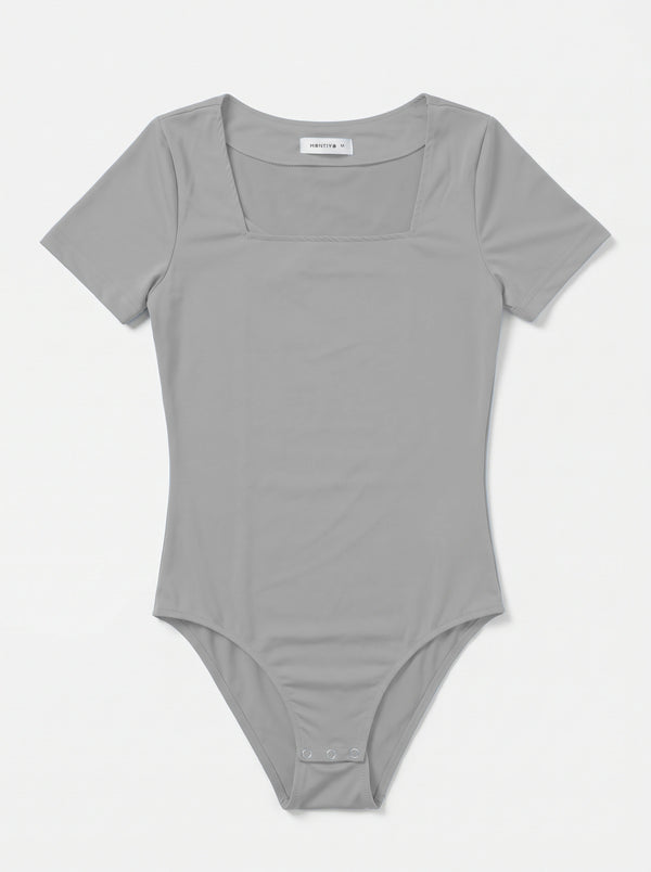 Grey Square Neck Bodysuit