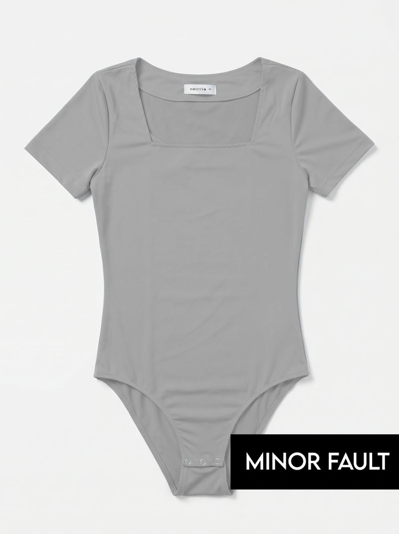 (Minor Fault) Grey Square Neck Bodysuit | Montivo Pakistan