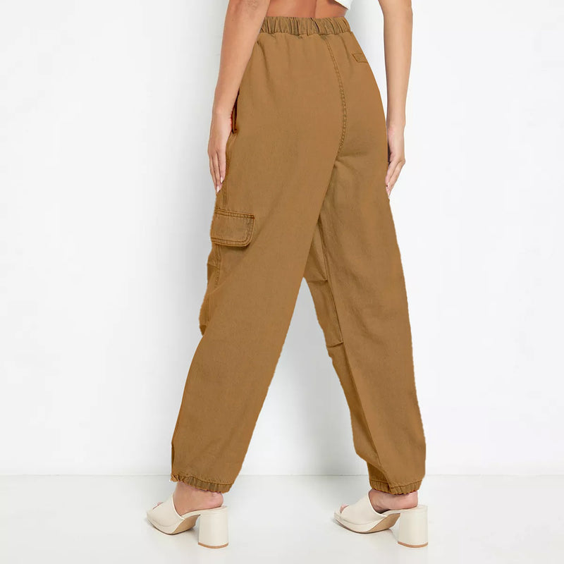 Khaki Wide Leg Cargo Jeans | Montivo Pakistan