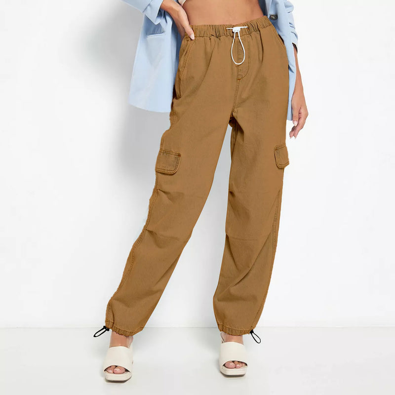 Khaki Wide Leg Cargo Jeans | Montivo Pakistan